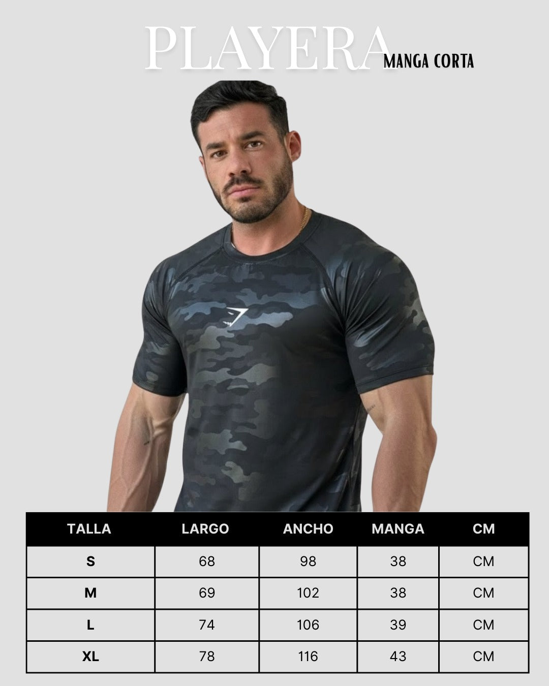 Playera manga corta Militar Gym shark