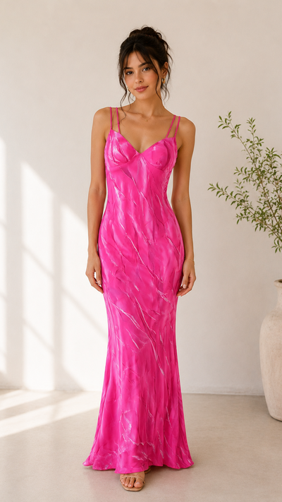 Vestido Satinado Rosa