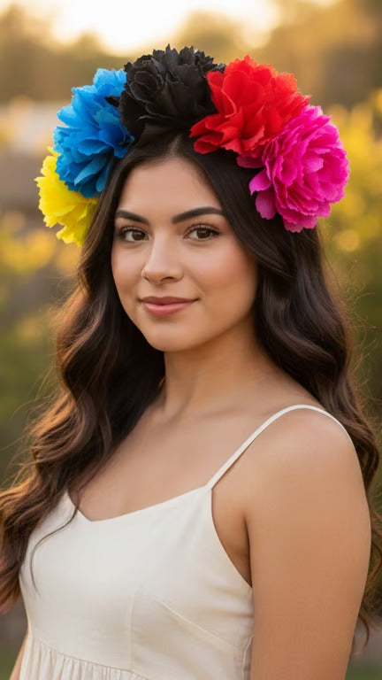 Diadema Para Dama Colores Flor Negra