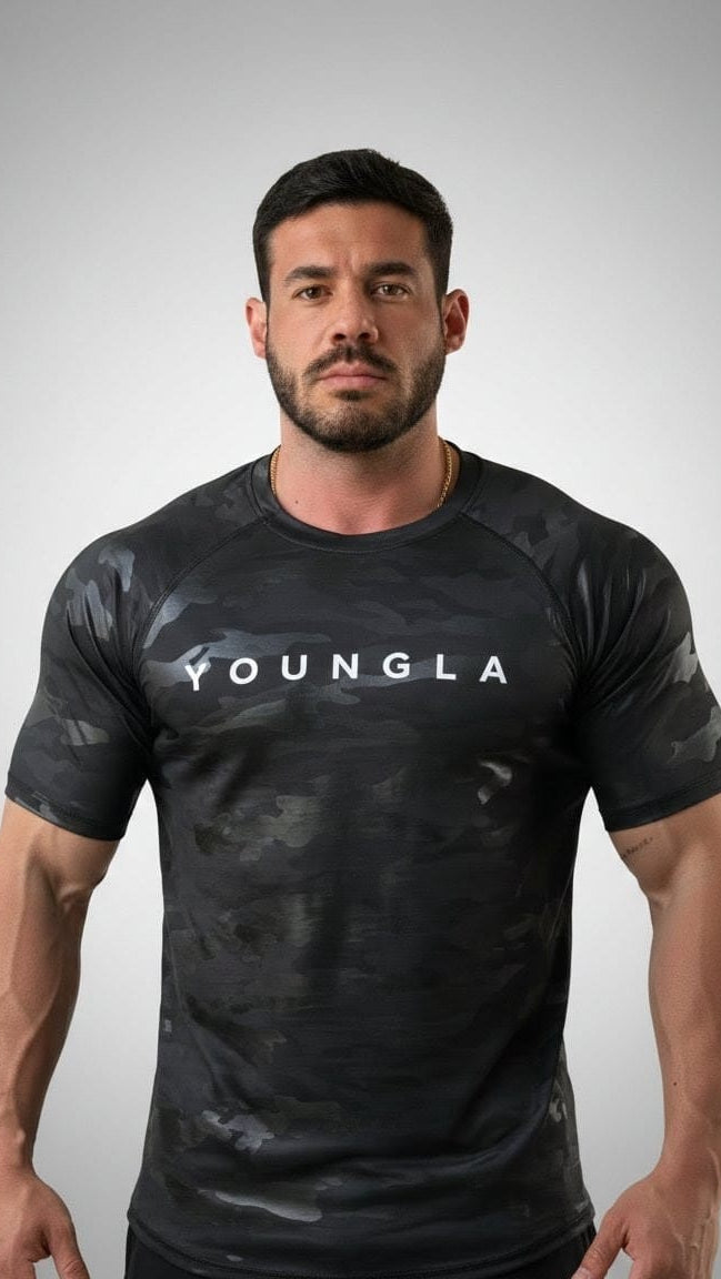 Playera deportiva manga corta para hombre Militar