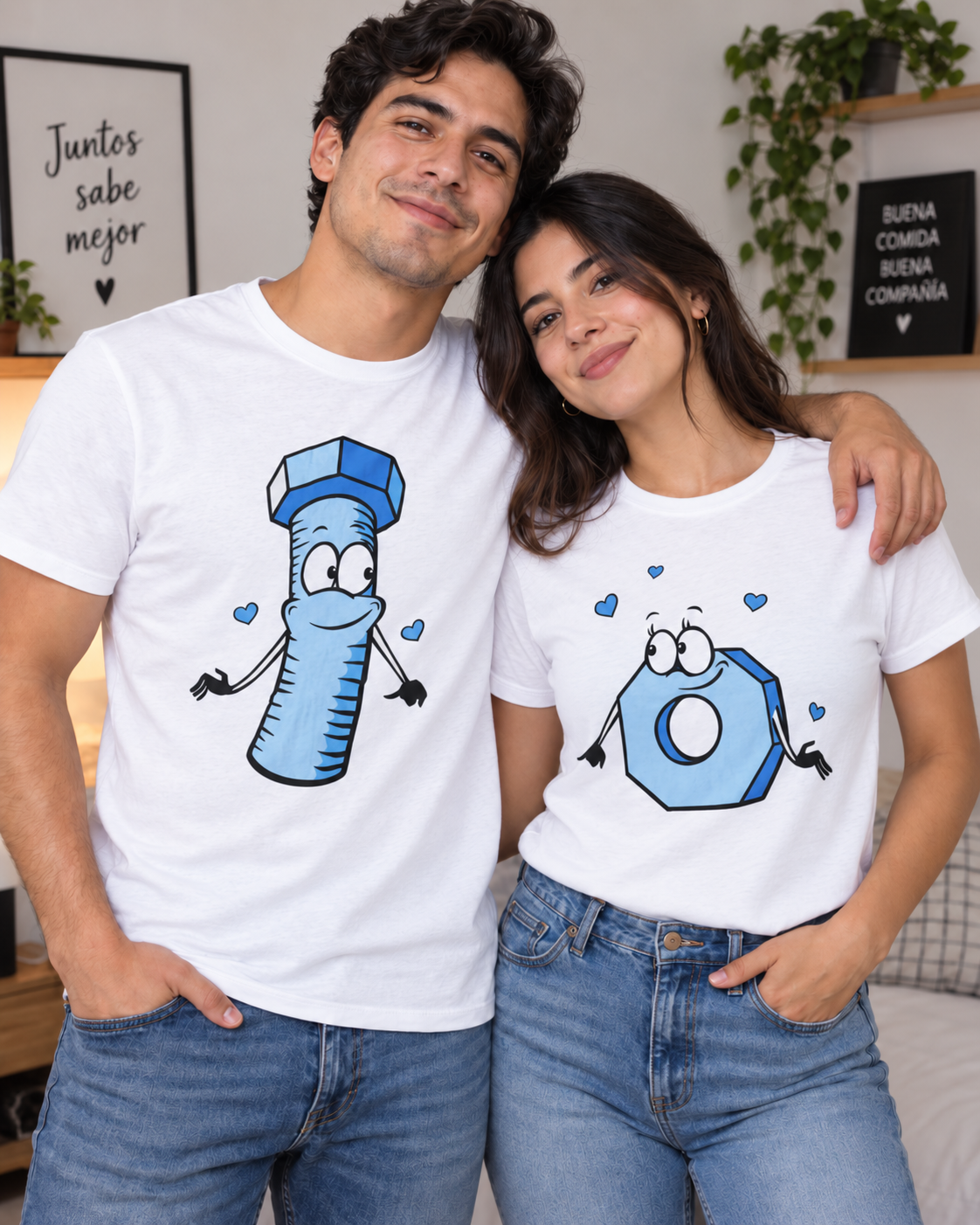Duo de Playeras para Parejas con Diseños Animados