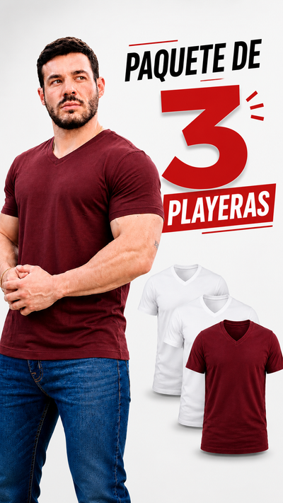 Paquete de 3 Playeras  T2B