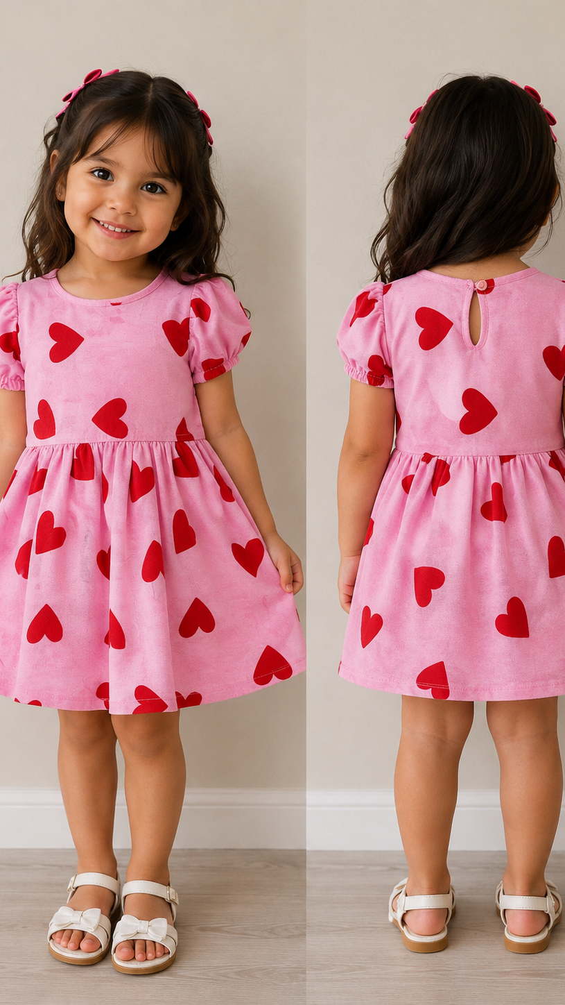 Vestido de Niña con Estampado de Corazones