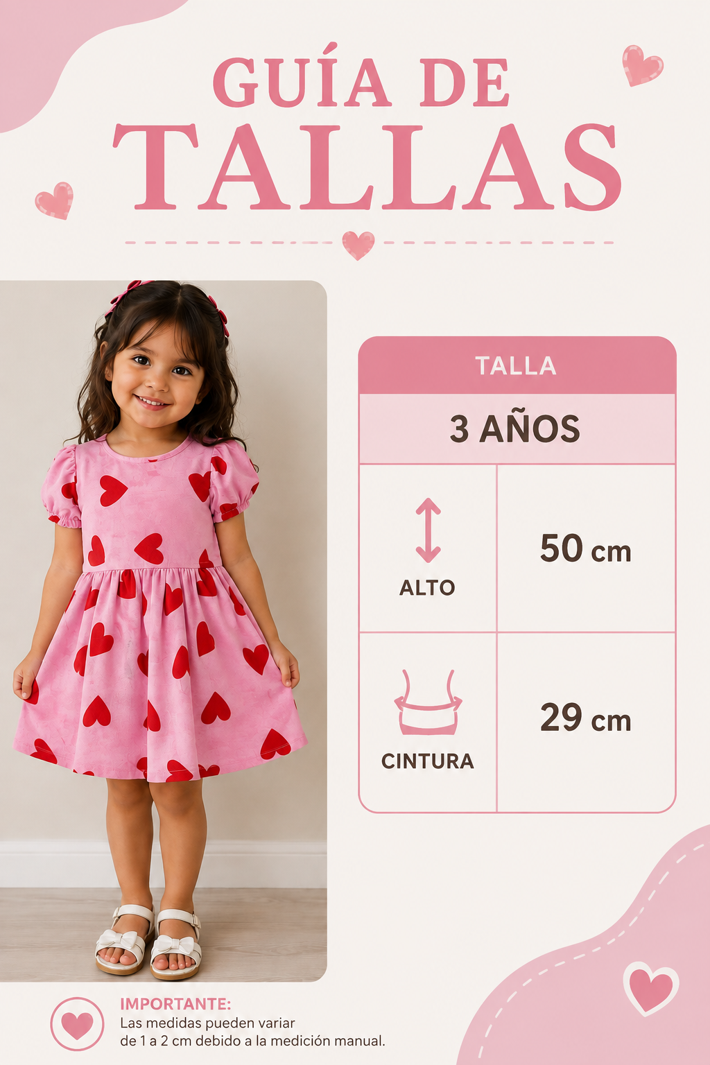 Vestido de Niña con Estampado de Corazones