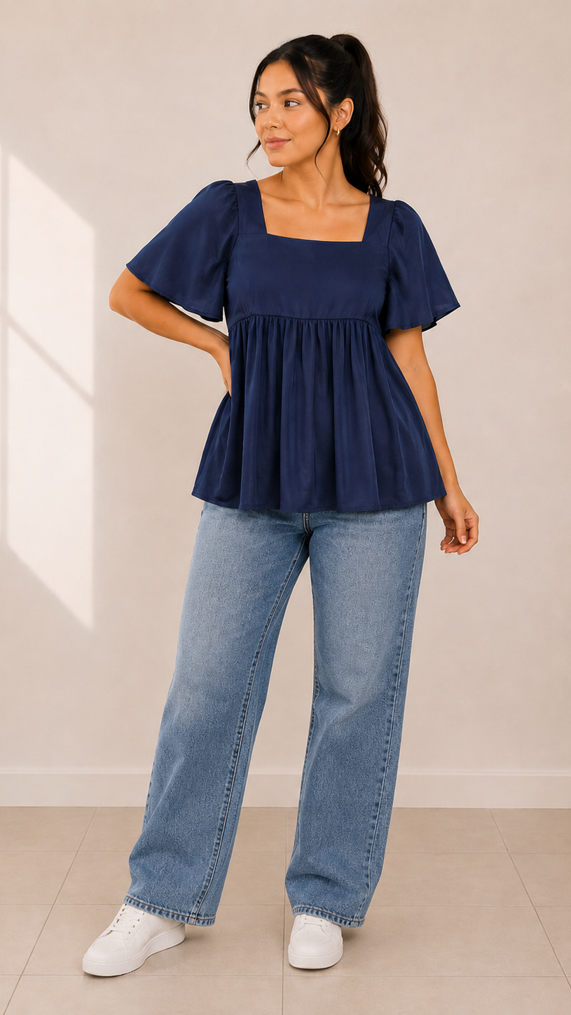 Blusa de Manga de Olán