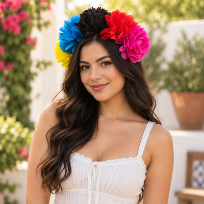 Diadema Para Dama Colores Flor Negra