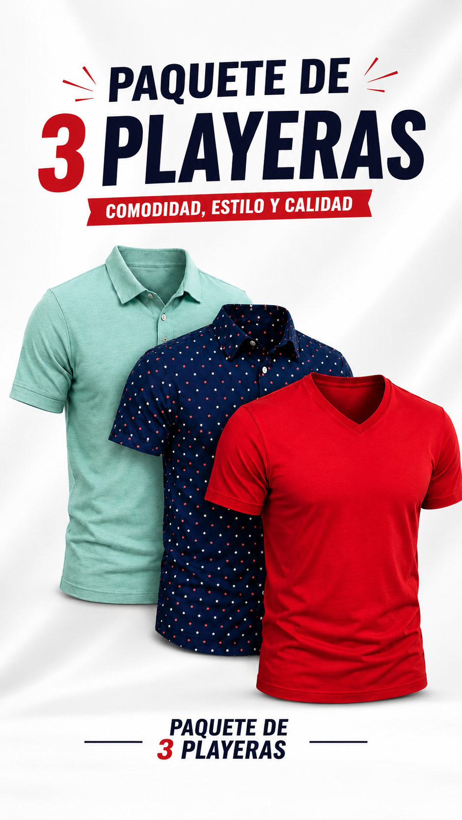 Paquete de 3 playeras para Hombre Estrella