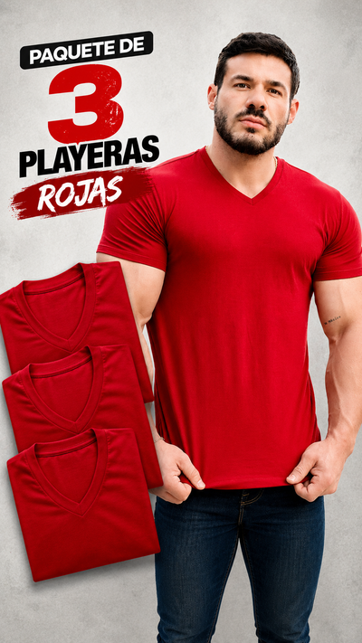 Paquete de 3 playeras Roja