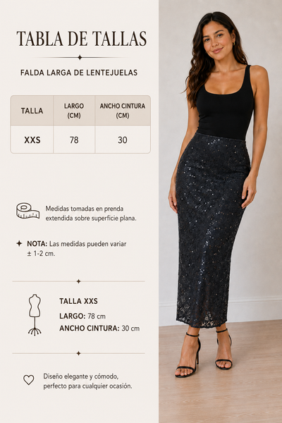 Falda  Larga para dama  de Lentejuela con Minishort Integrado