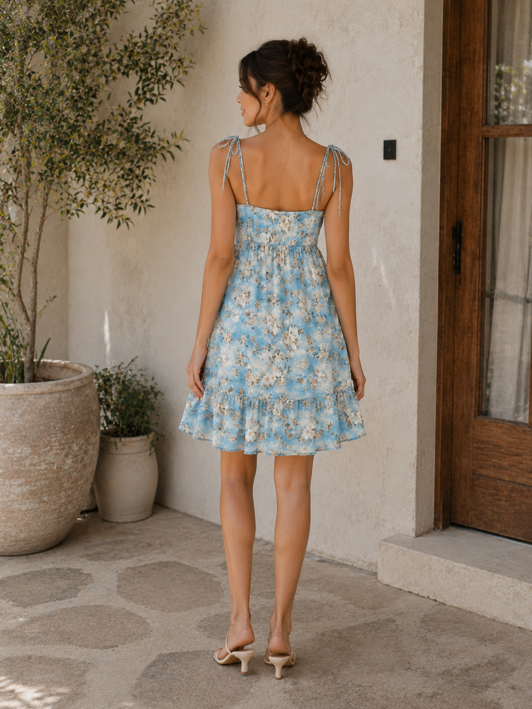 Vestido Azul Floreado Fresco