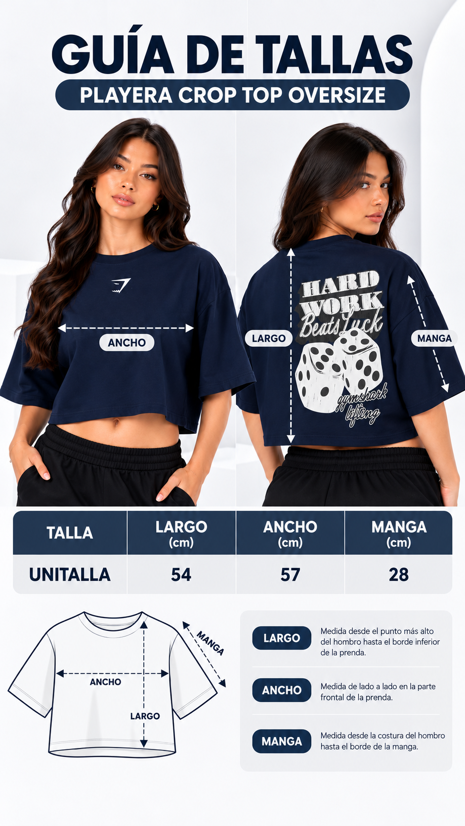 Playera Crop Top Oversize Dados