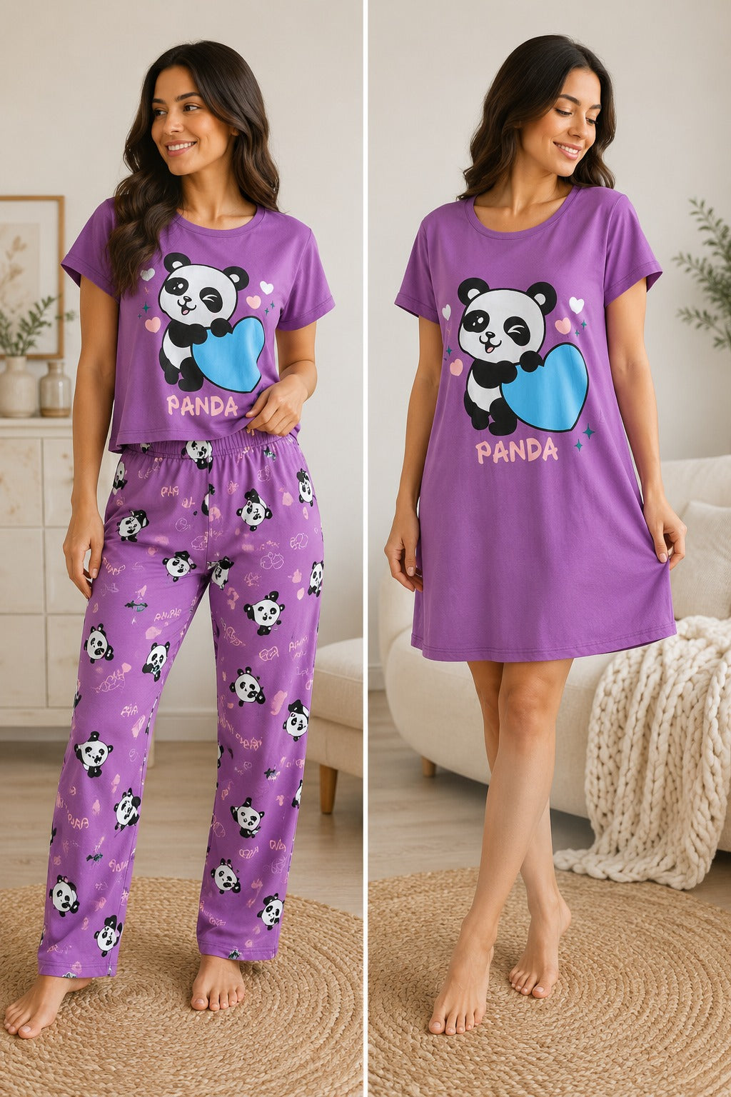 Set de Pijama para dama 3 piezas, pantalón, blusa y vestido