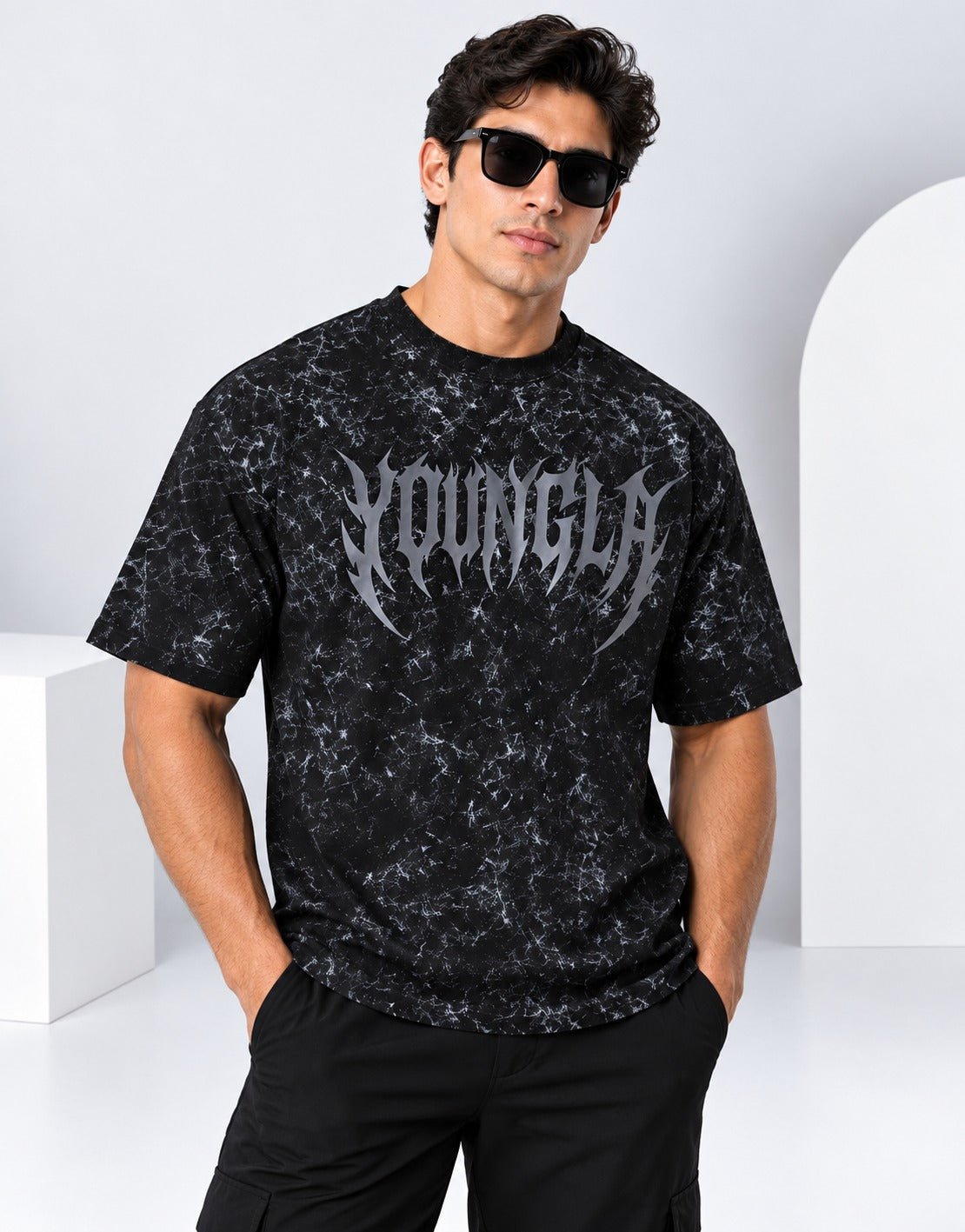 Playera para caballero Oversize Acid Wash
