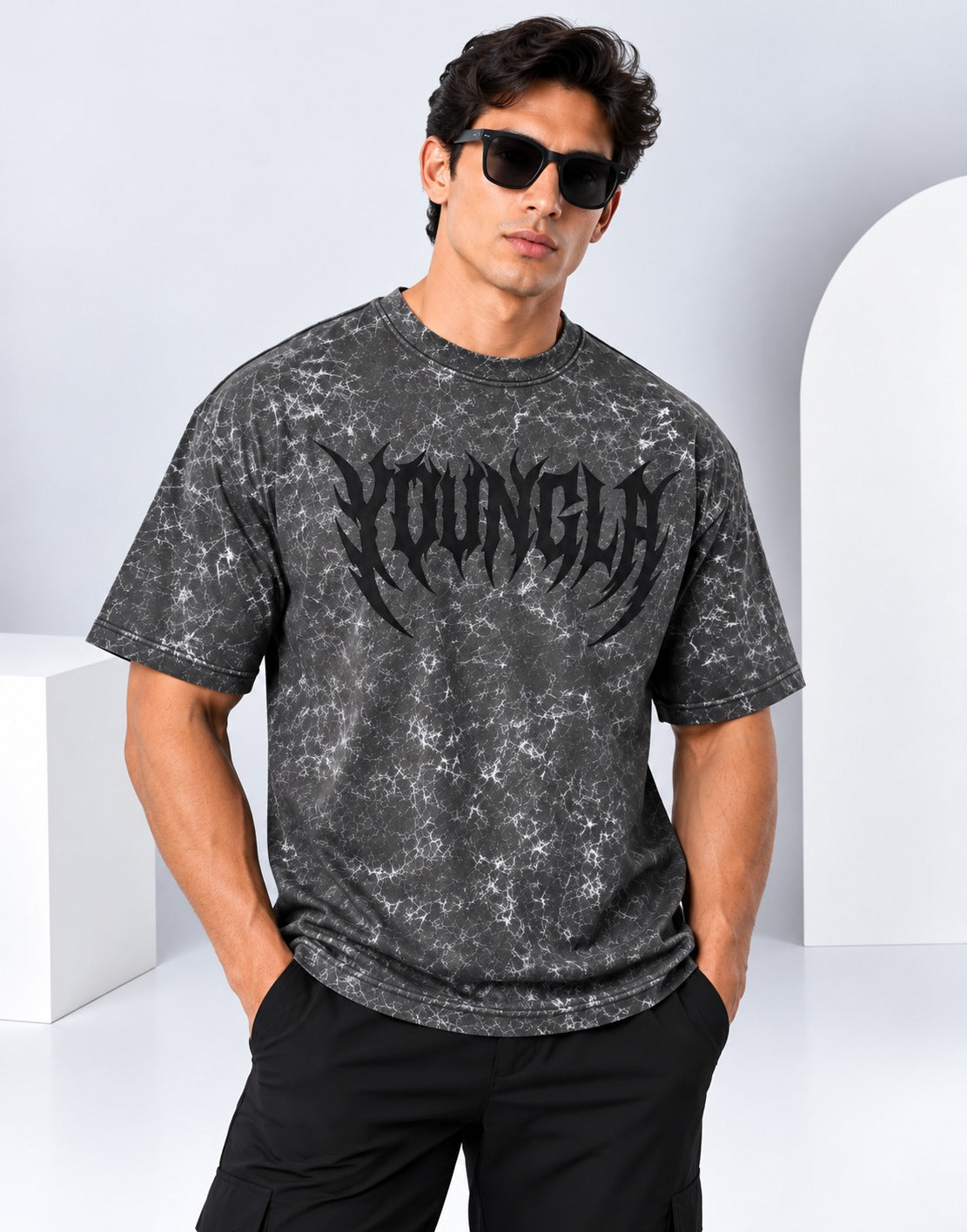 Playera para caballero Oversize Acid Wash