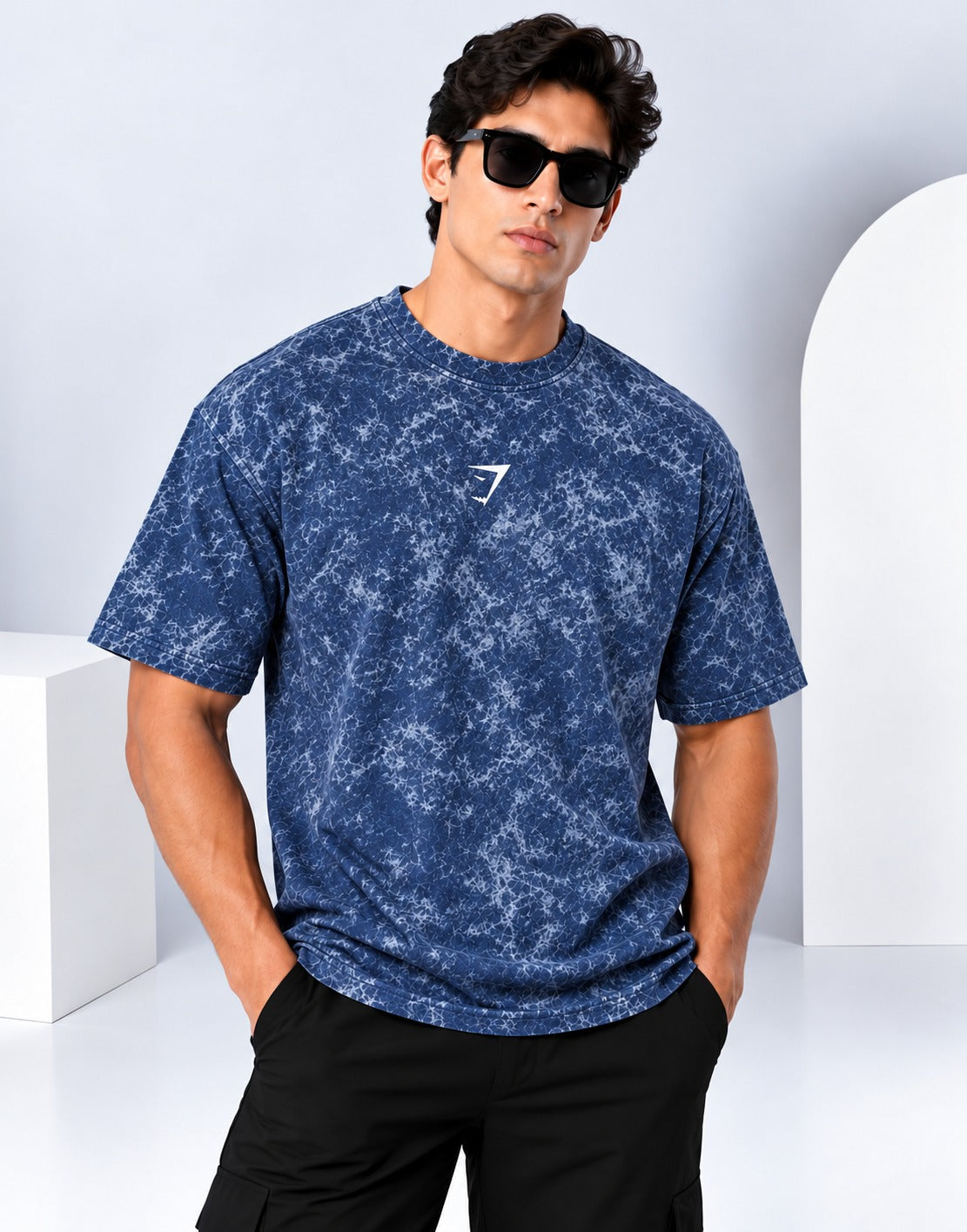 Playera para caballero Oversize Acid Wash Gym Shark