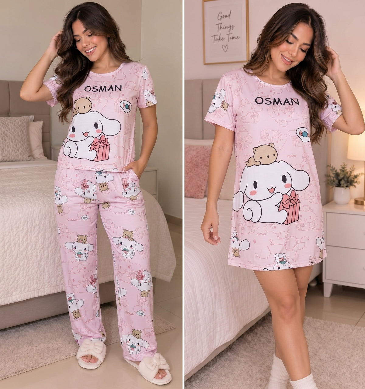 Pijama para dama 3 piezas Vestido+Blusa