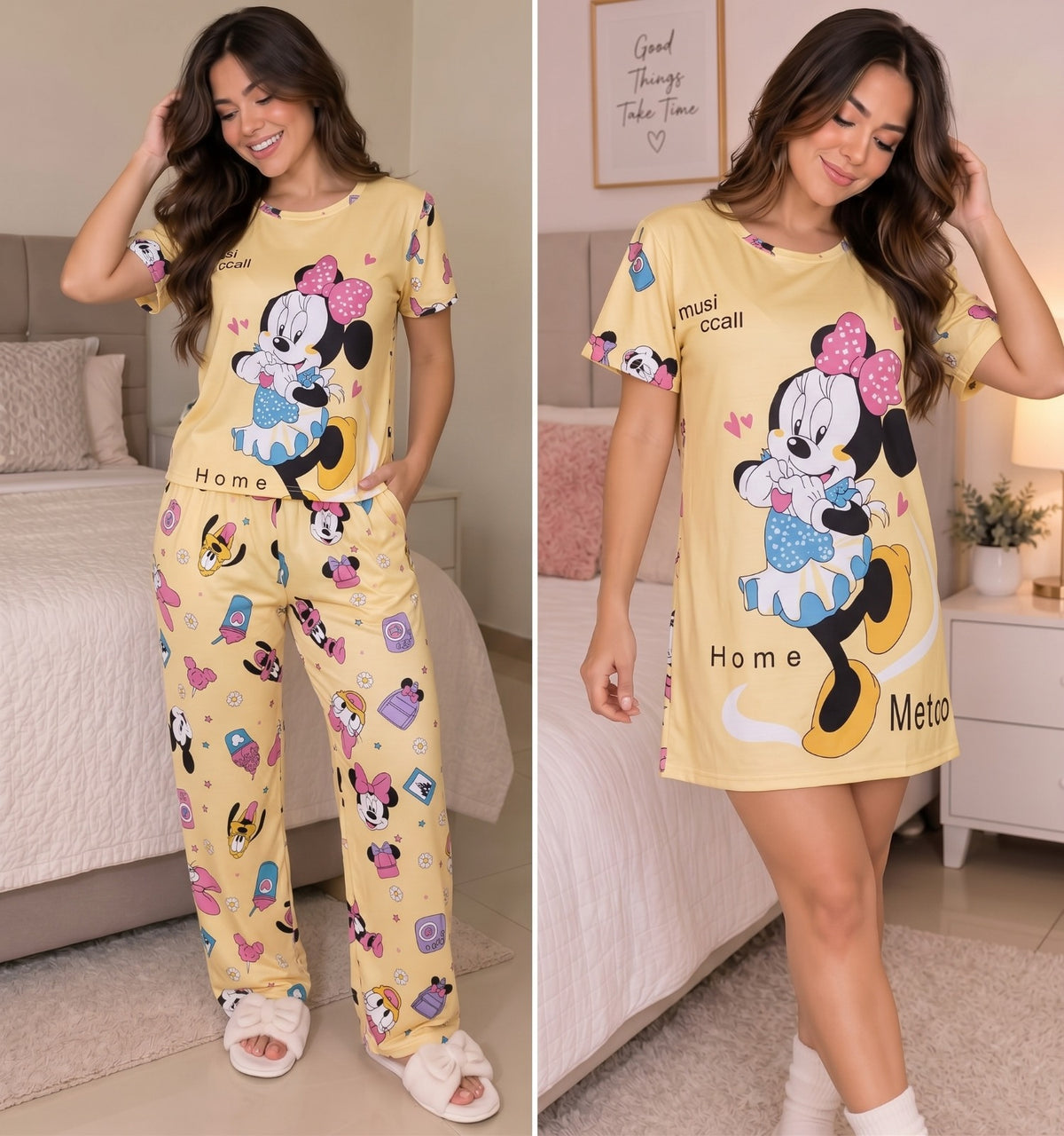 Pijama para dama 3 piezas Vestido+Blusa