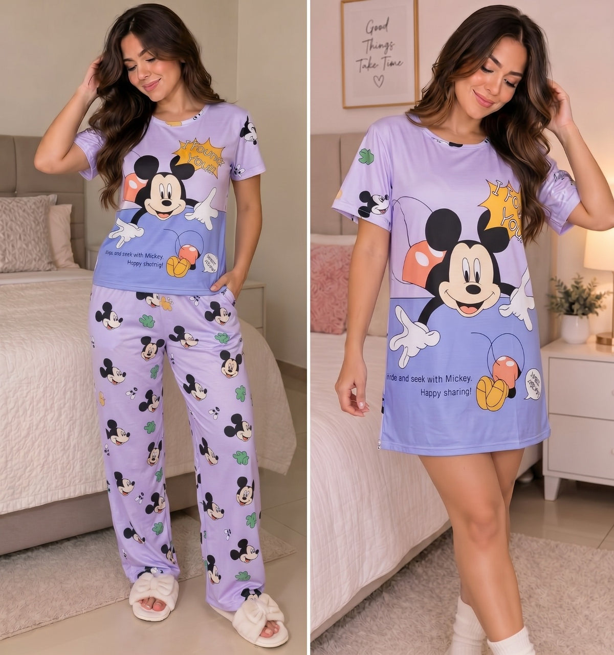 Pijama para dama 3 piezas Vestido+Blusa
