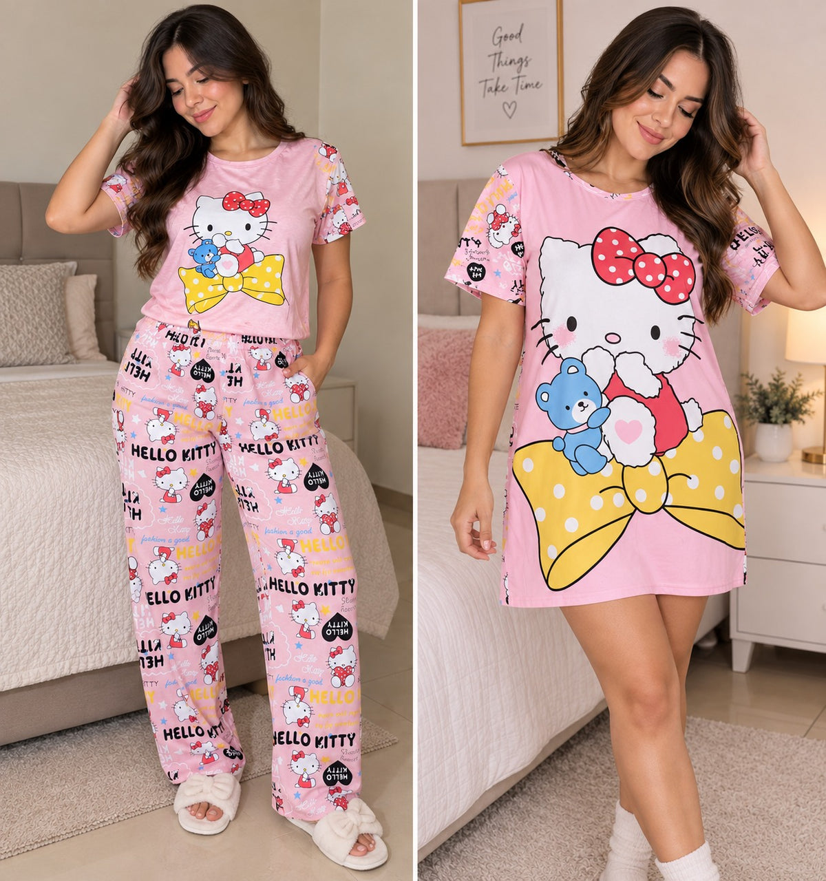 Pijama para dama 3 piezas Vestido+Blusa