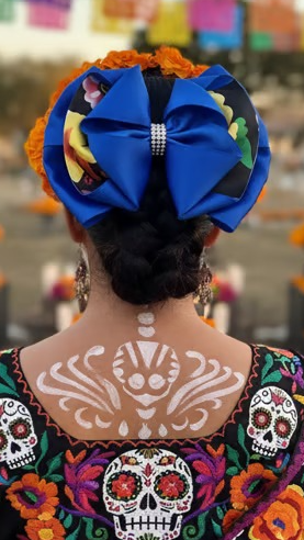 Moño Dia de Muertos Para Dama